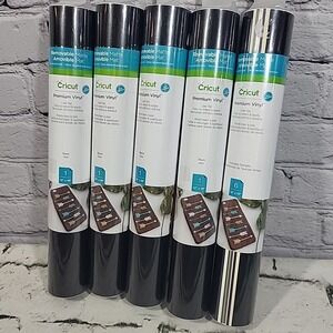 Cricut Premium Vinyl Removable Matte Lot Of 5 Black Every Day Sampler